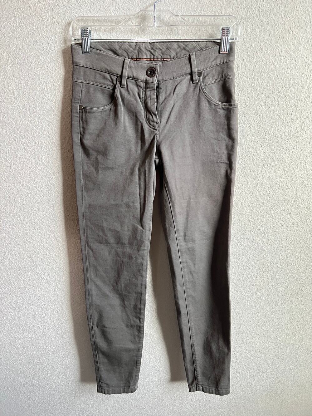 Brunello Cucinelli Gray Extra Skinny Low Rise Jeans Women's 2 New with Flaws